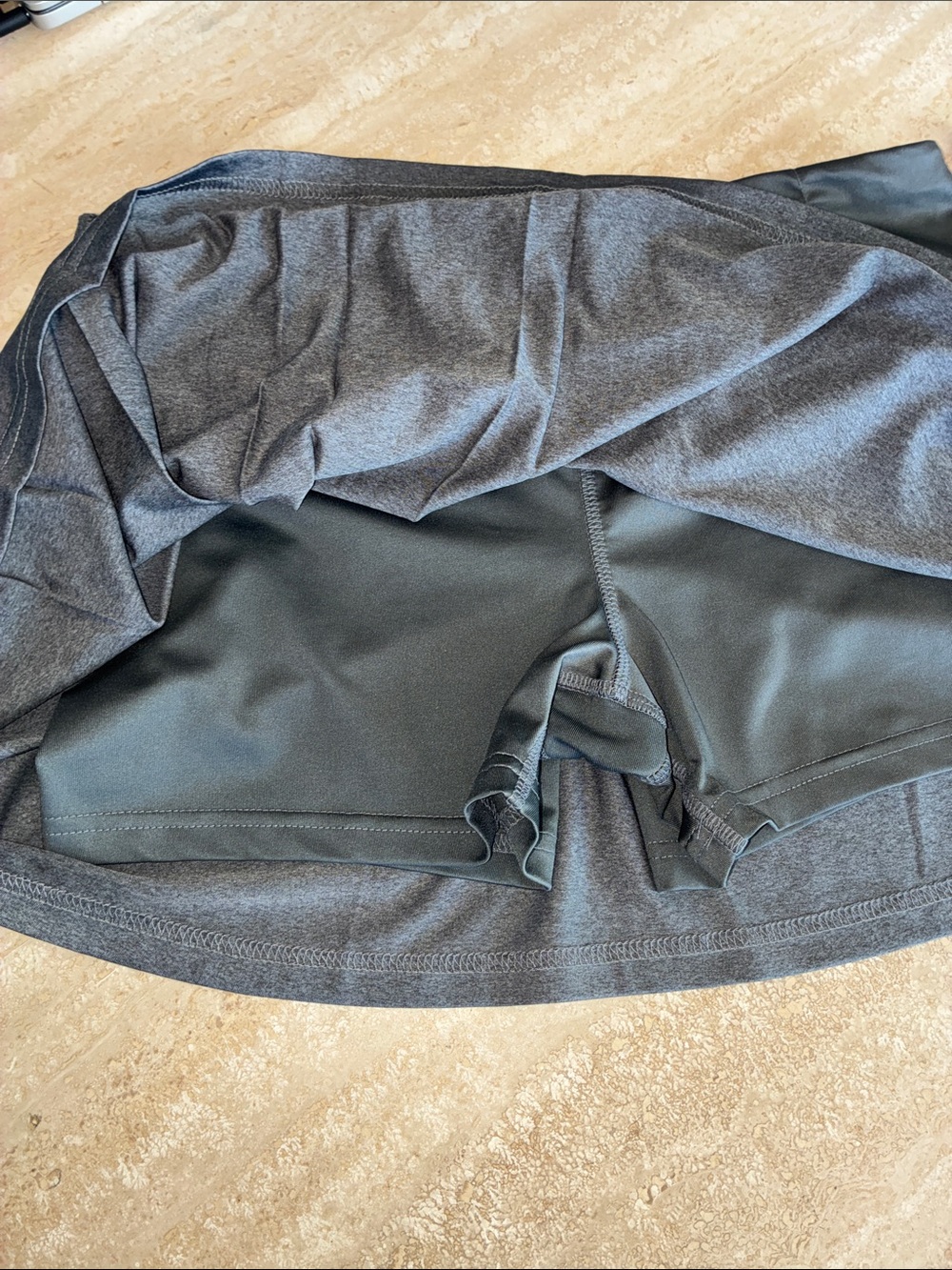 BOLLE Skort, Women's Athletic Pleated Skirt in Charcoal Gray, built in shorts. L - Picture 7 of 11